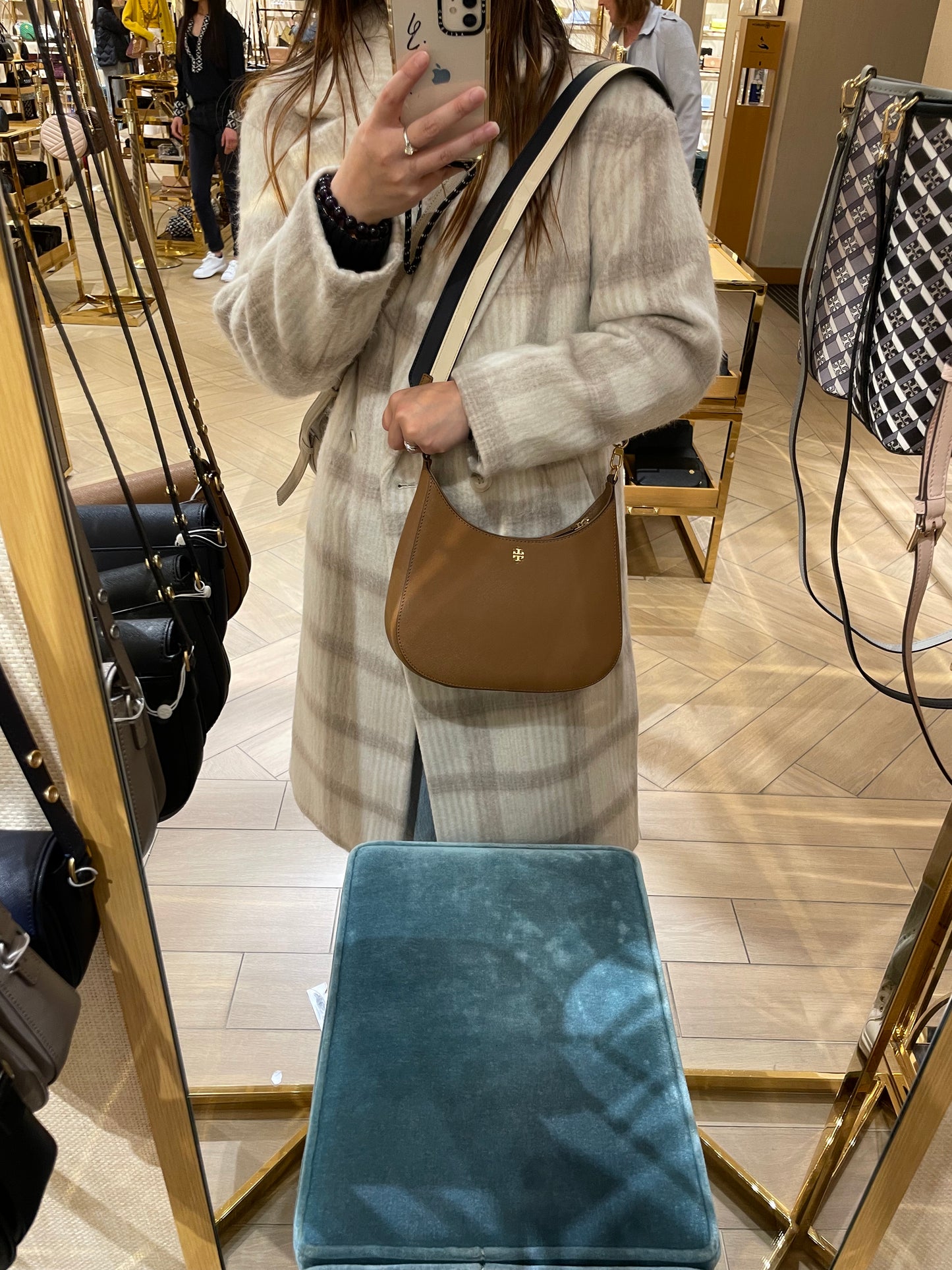 十字紋雙帶crossbody hobo bag